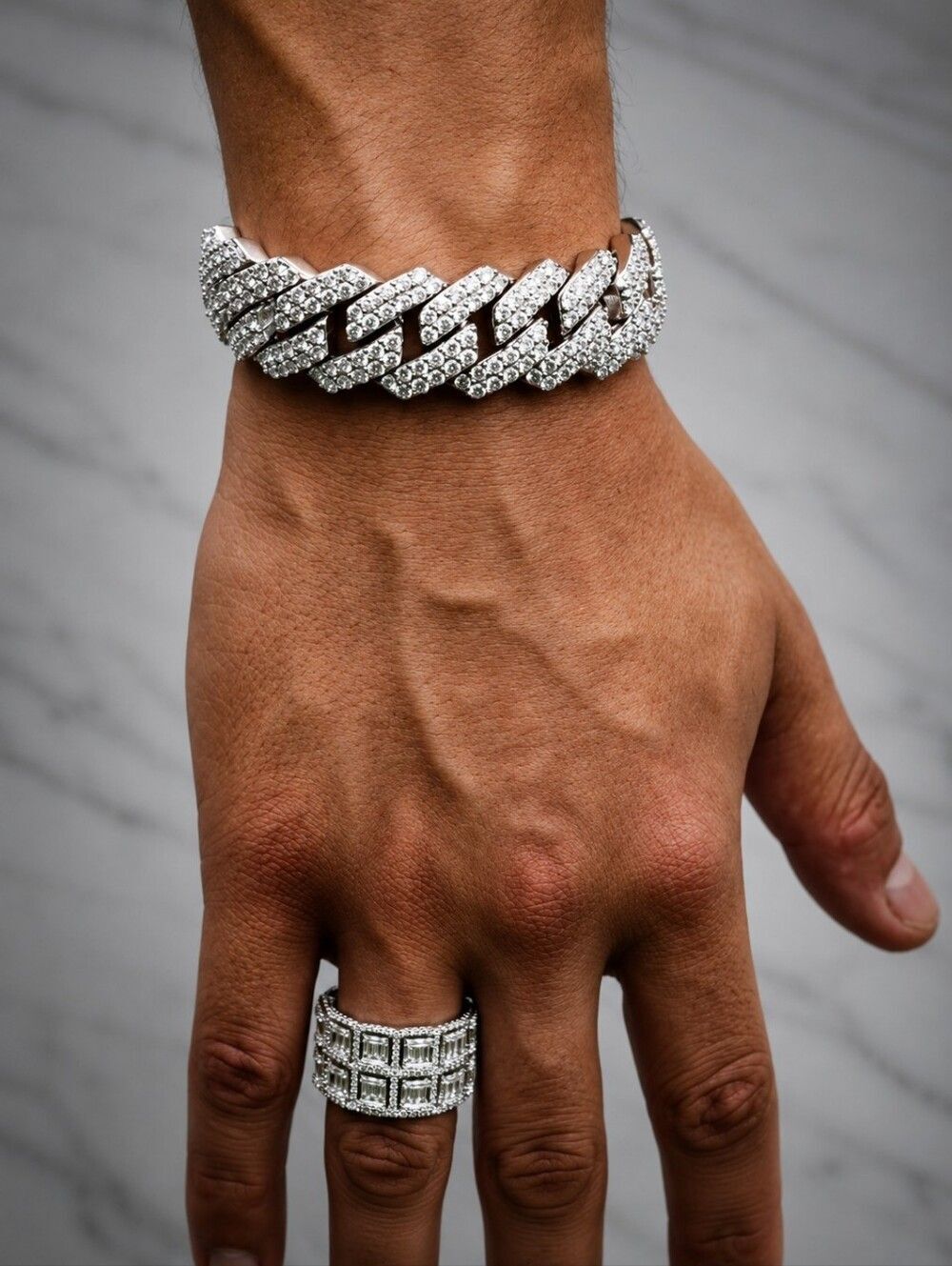 19mm Silver Lock Clasp Cuban Bracelet
